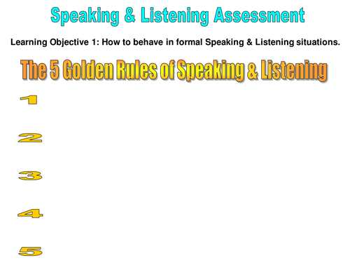 Speaking and Listening Rules