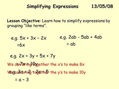 Algebra powerpoints and flip charts