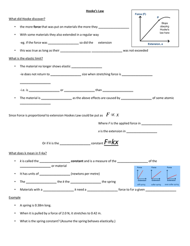 Hookes Law Worksheet With Answers - Ivuyteq