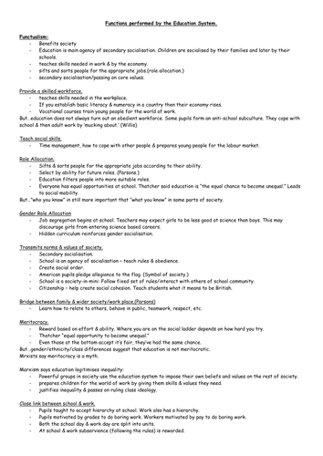 Functions performed by  education system - notes