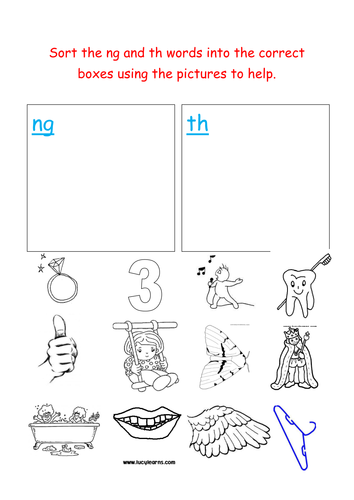 jolly phonics sorting ng and th words teaching resources