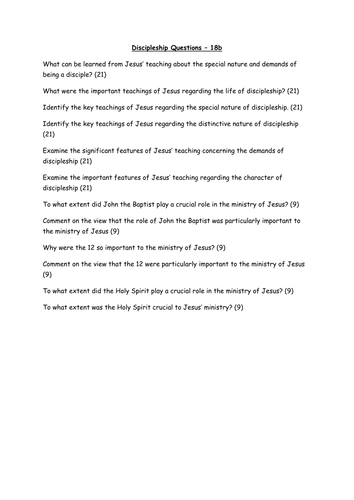 Discipleship Questions