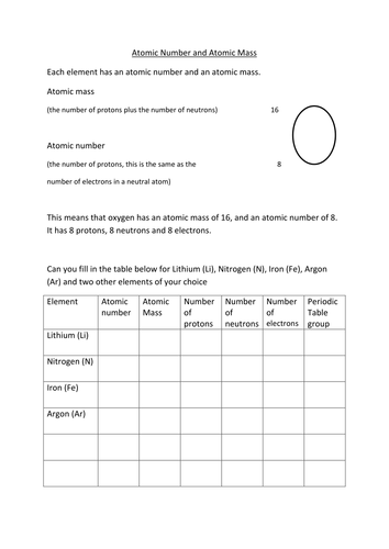 number atomic number worksheet and mass Resources Atomic Mass Atomic Ruthie66 number and by Teaching