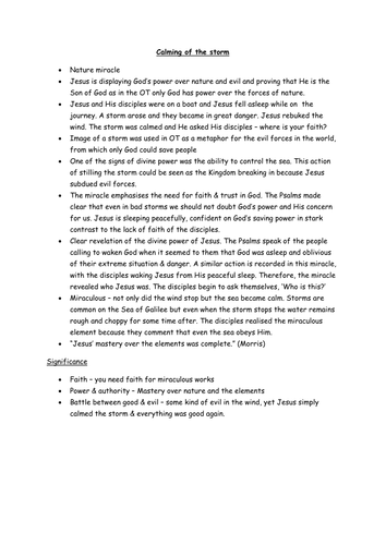 Miracles - calming of the storm