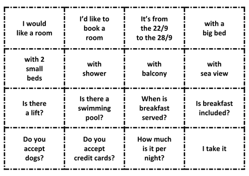Cards ENG-FRE (Hotel year 9, 10)