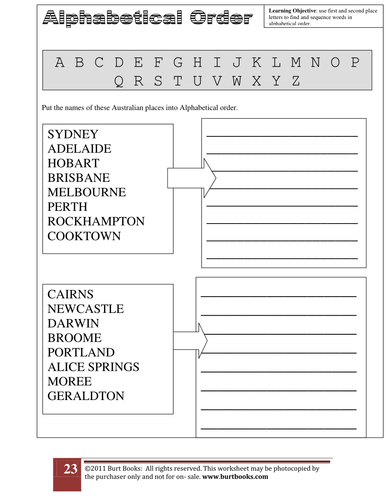 Alphabetical Order worksheet 3