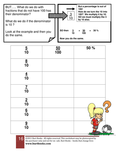 Changing fractions out of 10 into a percentage