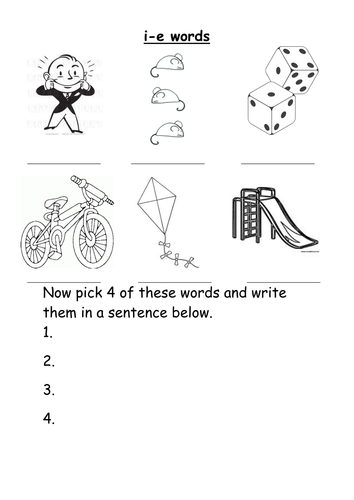 Magic 'e' i-e words worksheet