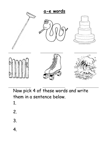 Magic e 'a-e' words worksheet