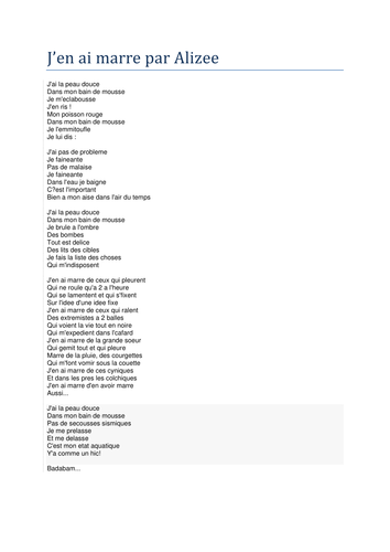 Alizee lyrics