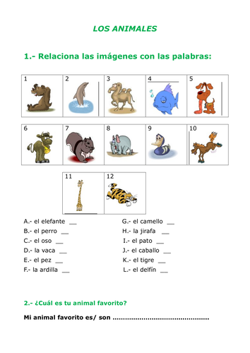 Cual Es Tu Animal Favorito Teaching Resources