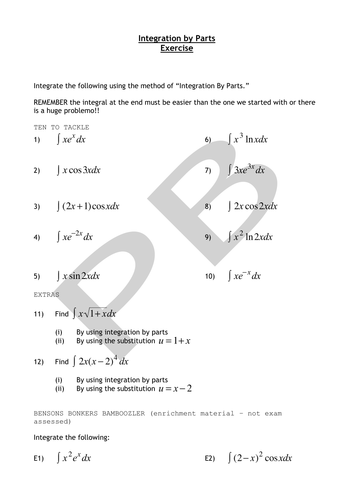 Integration By Parts