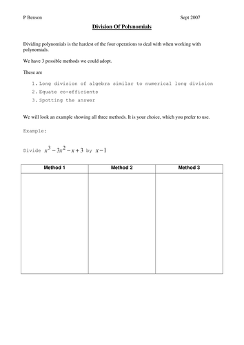 3 ways to divide Polynomials