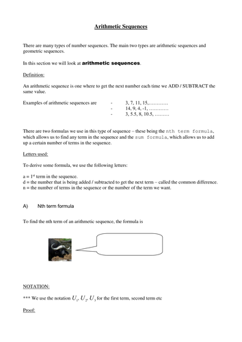 Arithmetic Seq Intro Notes