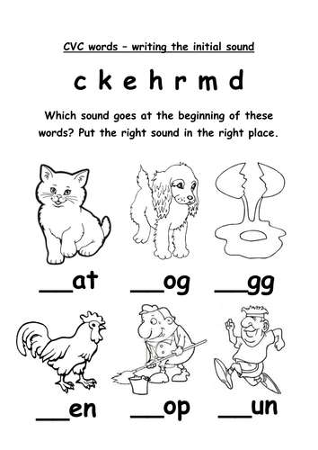 Spelling CVC words-writing initial sound 'ckehrmd ...