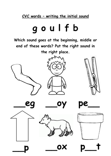 Spelling CVC words-writing initial sound 'goulfb'