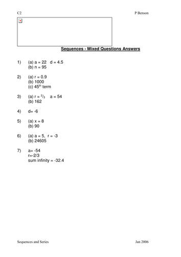 Geometric Sequence Worksheet With Answers - Escolagersonalvesgui