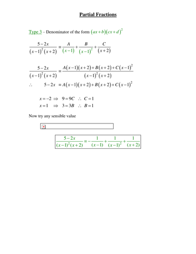 partial Fractions Examples