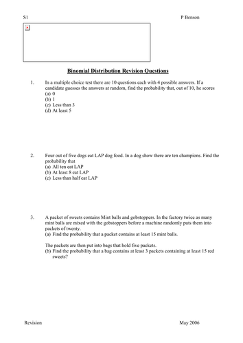 A level Maths: Binomial Distribution Revision