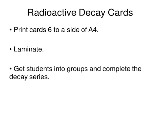 Radioactive Decay Cards