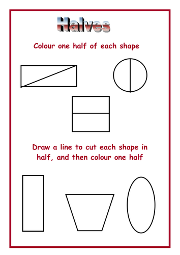 Halves worksheet | Teaching Resources