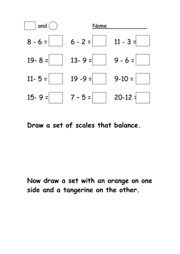 Basic Subtraction version 2 | Teaching Resources