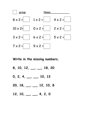 2x table worksheet | Teaching Resources