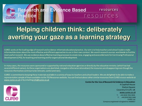 Research - averting gaze as a learning strategy