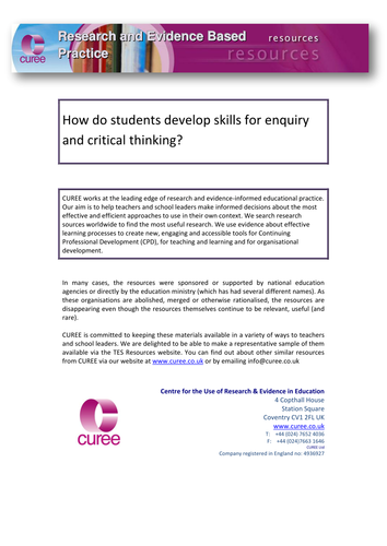 Research - skills for enquiry & critical thinking