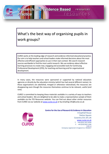 Research - the best ways of organising groups