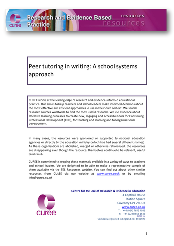 Research - peer tutoring in writing