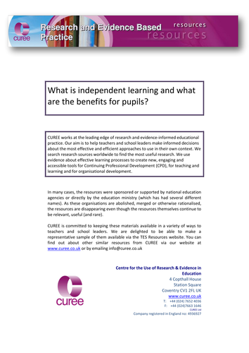 Research - independent learning for pupils