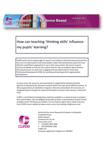 Research - thinking skills & student learning