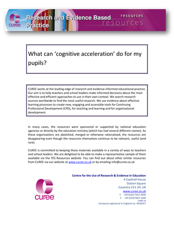 Research - cognitive acceleration