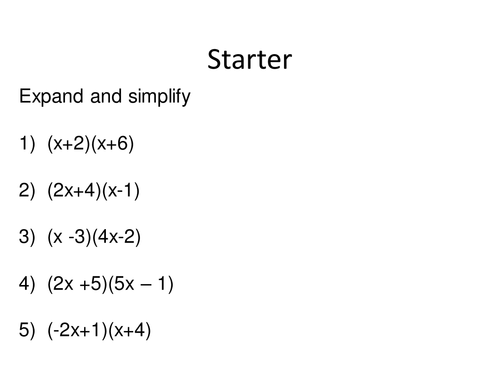 Quadratics | Teaching Resources