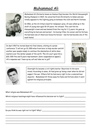 Muhammad Ali worksheet | Teaching Resources