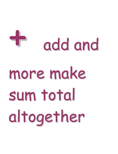 Vocabulary for adding and subtracting