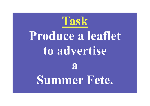 Leaflet to advertise a fair.