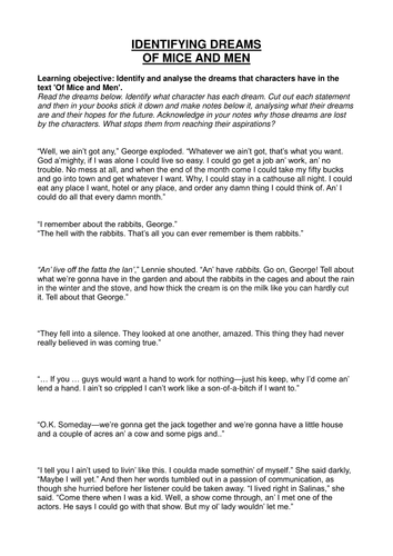 Identifying Dreams: quotation task