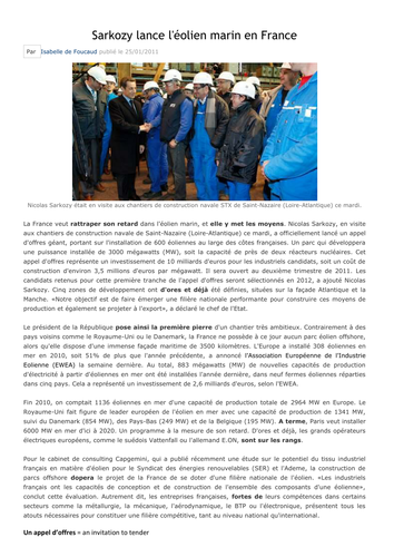 article éolien marin