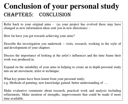 Conclusion of your personal study worksheet