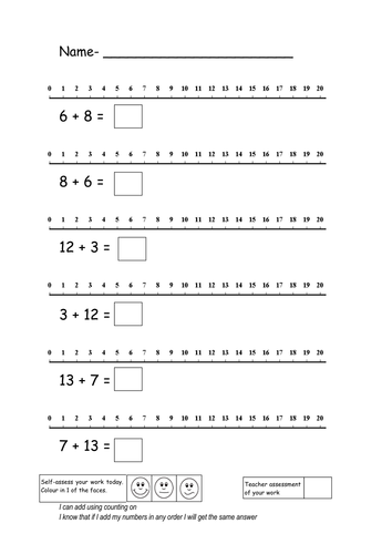 worksheet grade 1st 3 numbers adding ruthbentham a  line using Addition by  Teaching number