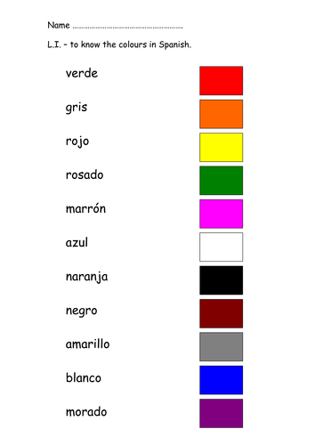 Spanish colours match up by Nickybo - Teaching Resources - Tes