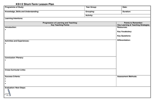 KS1 2 Lesson Plan Template