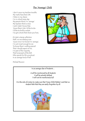 'The Average Child'-for use when delivering INSET