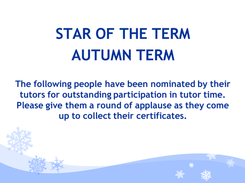 Rewarding achievement autumn term assembly