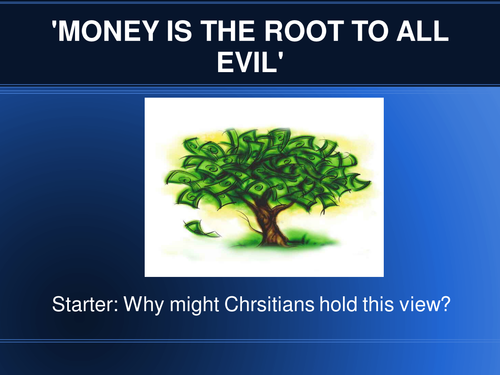 Christian starter activity on value of money