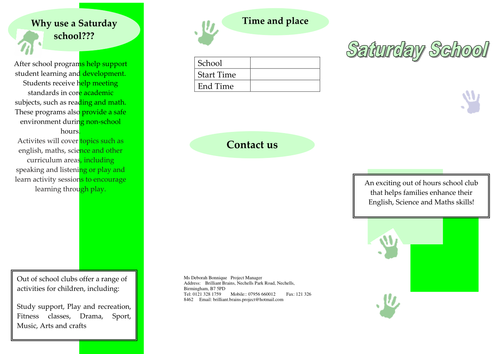 After school brochure template | Teaching Resources