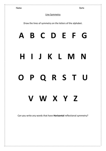 KS1 - Alphabet symmetry worksheet