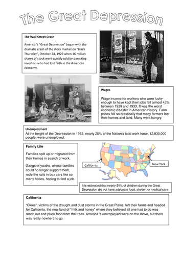 The Great Depression Worksheet